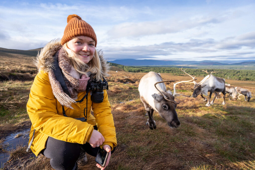 girl with reindeer