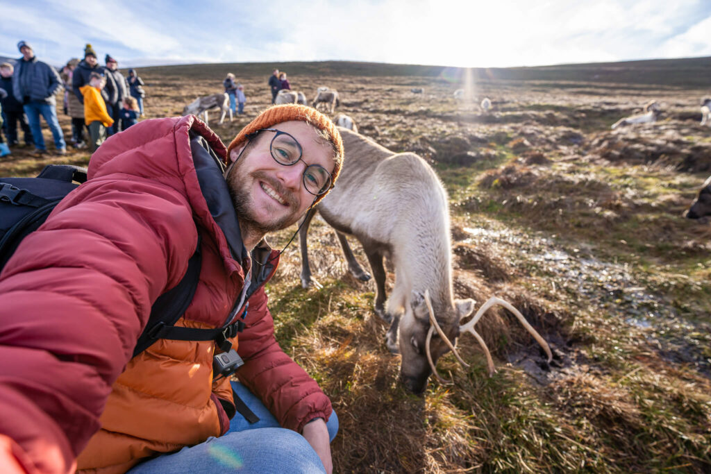 man with reindeer