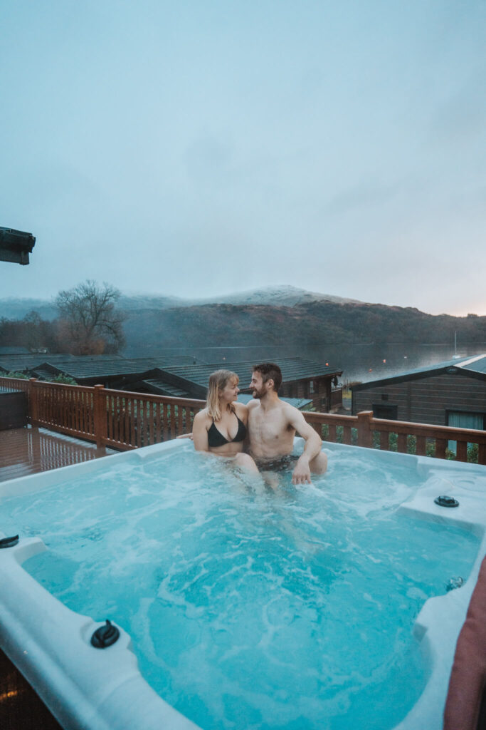 couple sitting in hot tub