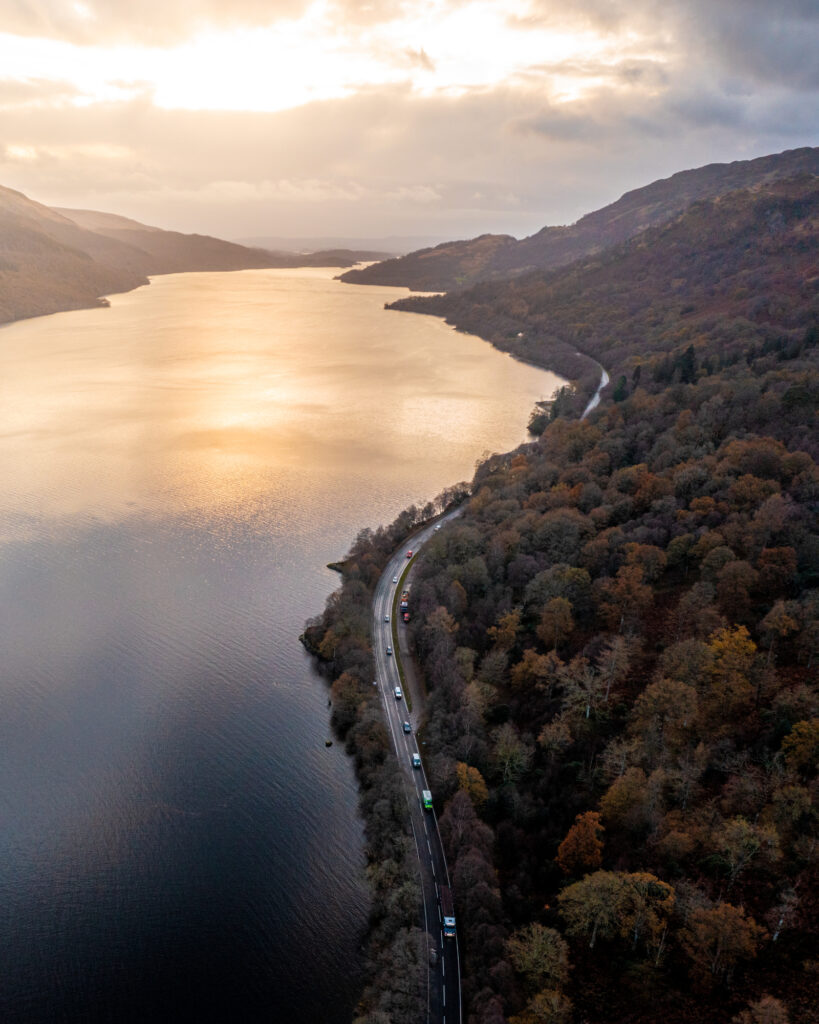 drone view of loch lomond