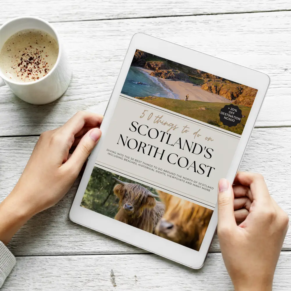 ebook mock up 50 things to do in North Coast 500 Scotland