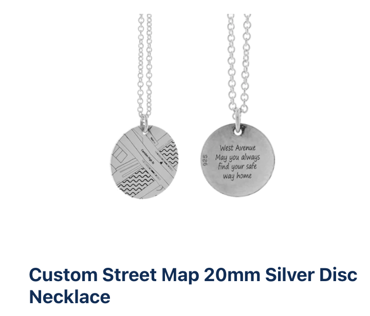 Off the Map Jewellery custom map pendant