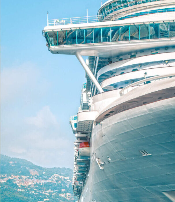 a portrait close up of a cruise ship